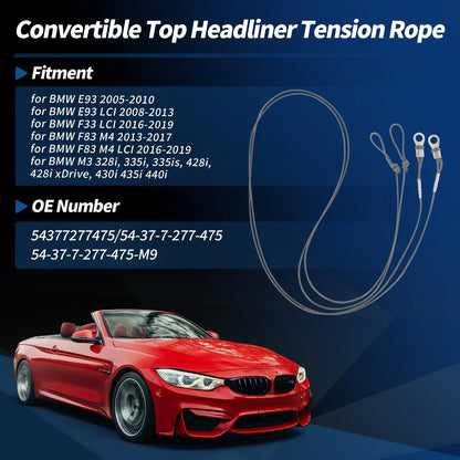 Convertible Top Headliner Tension Rope for BMW E93 F33 F83 M4 M3