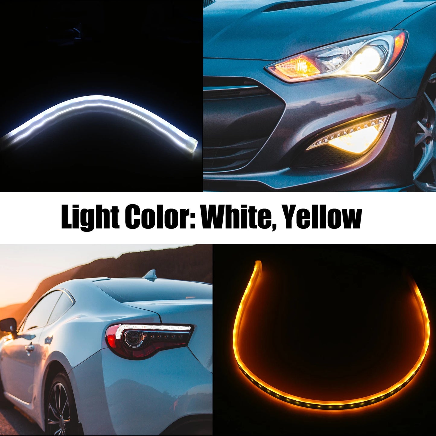 1 Pair LED Headlight Strip for Car (30cm) - Daytime Running Lights