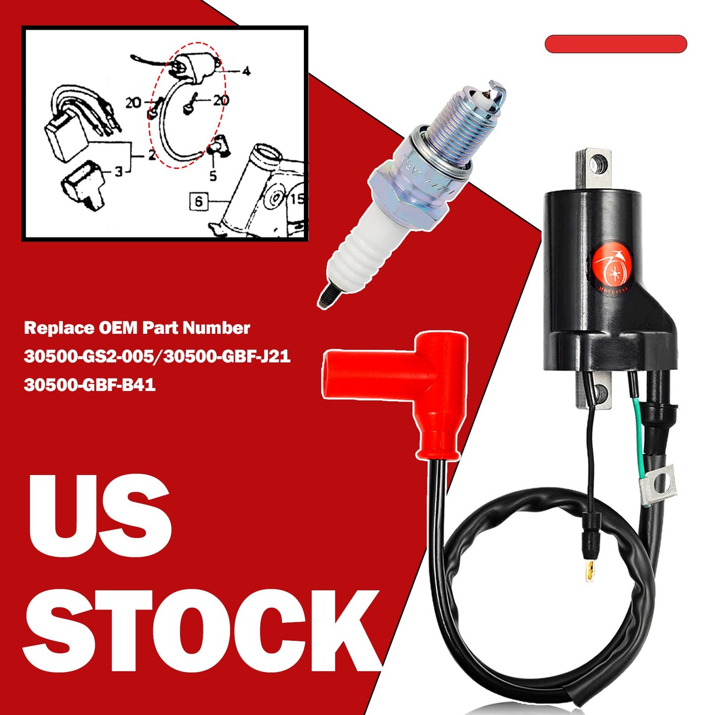 Ignition Coil for Honda CR80R CR80RB CR85R CR85RB (1987–2007)