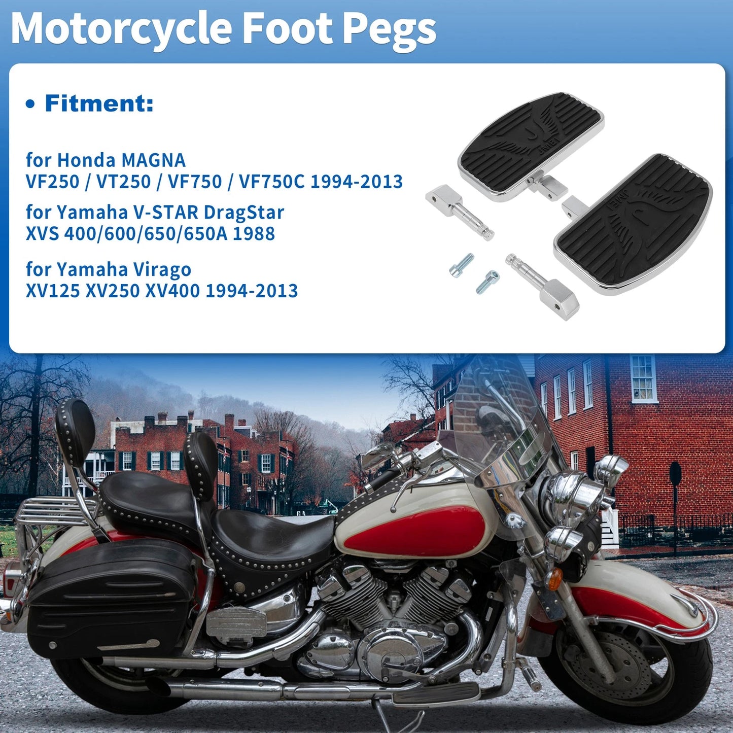 Set of 2 Rear Foot Pegs for Honda Magna VF250/VT250/VF750 (1994–2013)