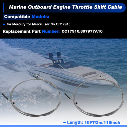 Throttle Shift Control Cable for Mercury Mercruiser (No.CC17910) (300cm)