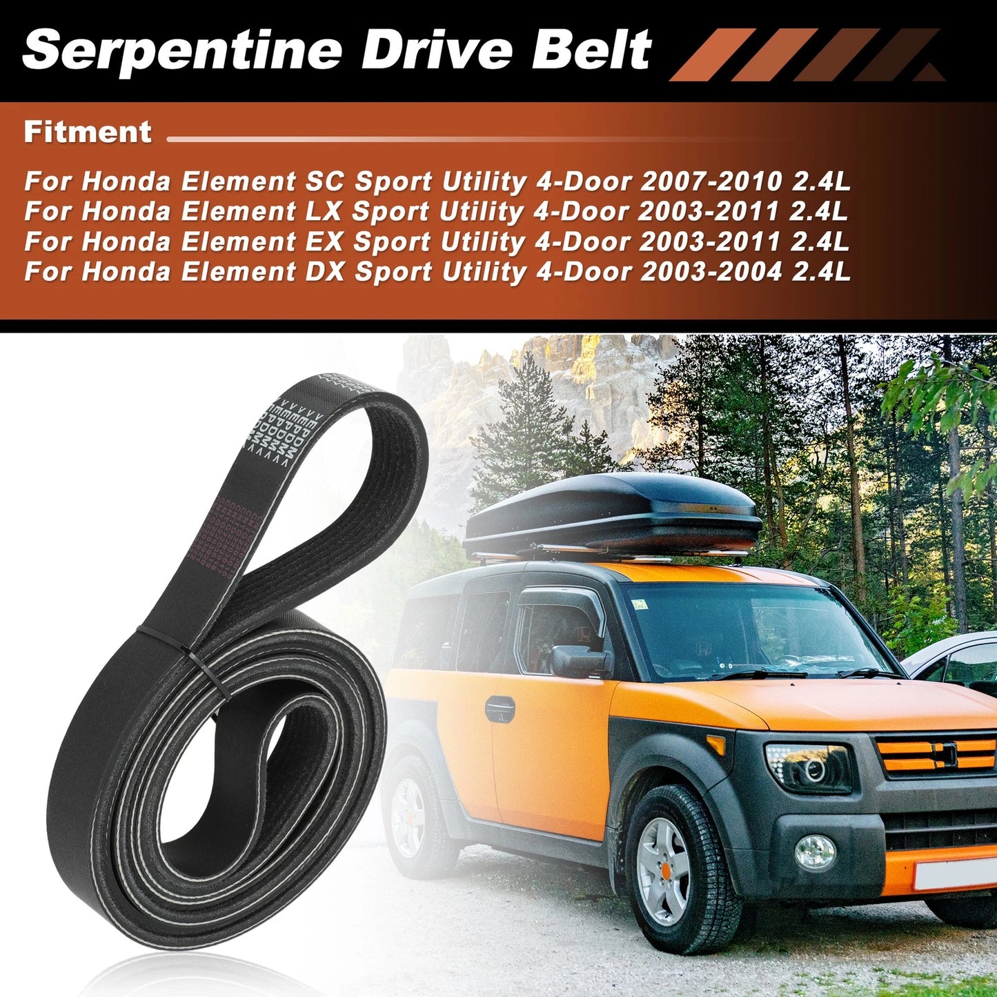 7PK1763 Serpentine Drive Belt for Honda Element (2003–2011) 2.4L