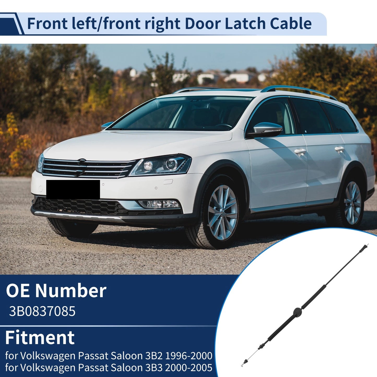 Door Latch Cable No.3B0837085 for Skoda Superb 3U4 (2001–2008) Front Left Right