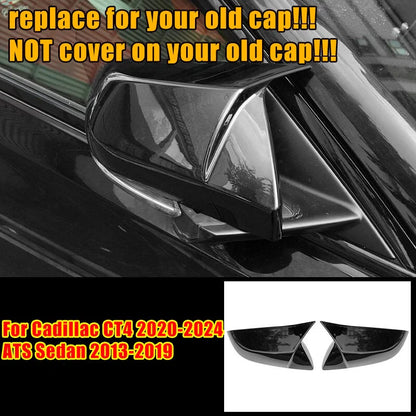 2 x Gloss Black Side Mirror Cover Cap for Cadillac CT4 ATS