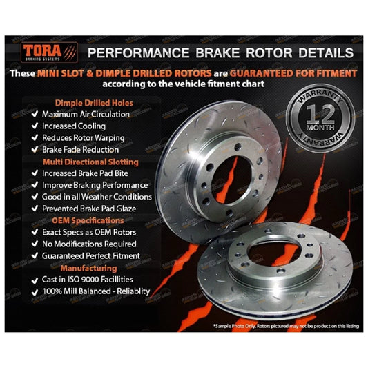 2 Front Slotted Disc Brake Rotors for Toyota Hilux 1997–2005