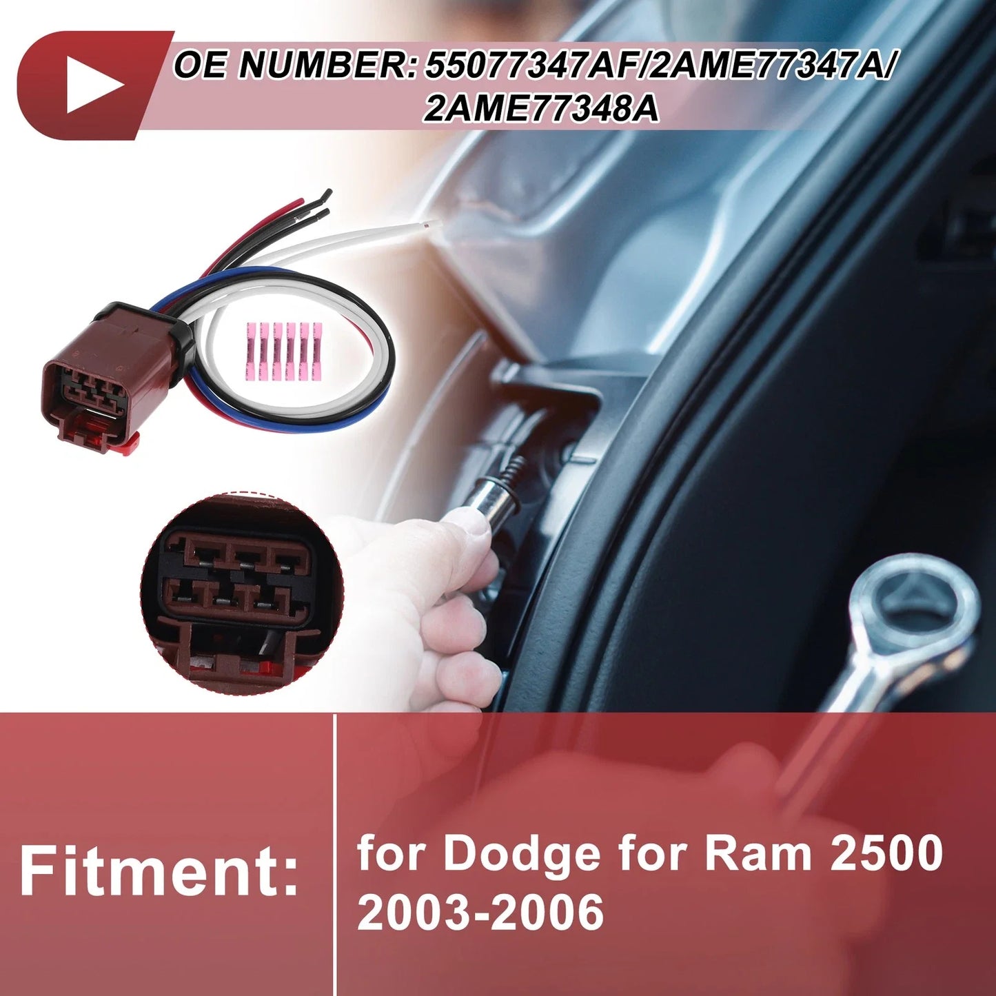 Tail Light Socket Wiring for Dodge Ram 2500 (2003-2006) 2 x Bulb Pigtails