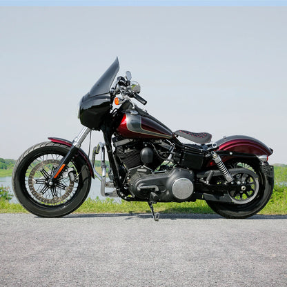Black Red Driver Solo Seat for Harley Dyna Street Bob Wide Glide (2007-2017)