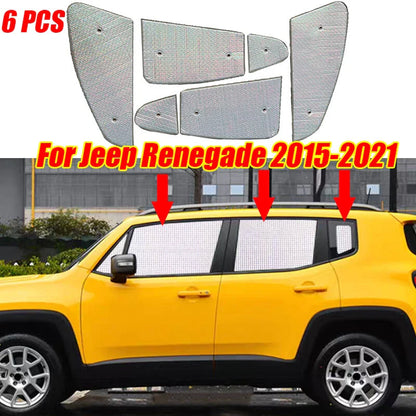 6 x Window Privacy Sunshade Covers for Jeep Renegade (2015–2021)
