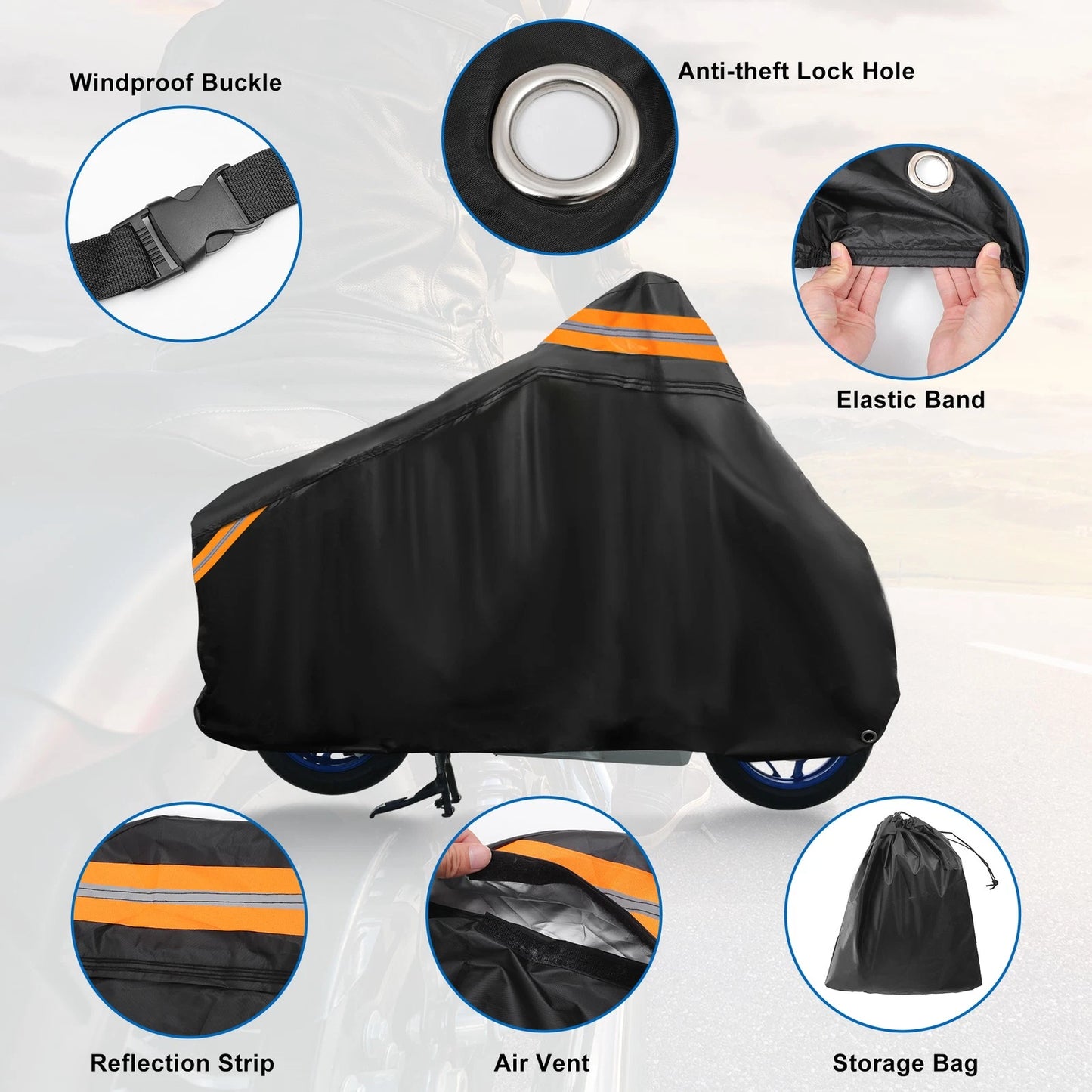 Motorcycle Cover Waterproof for Honda PCX 125 150 (Fits 76")