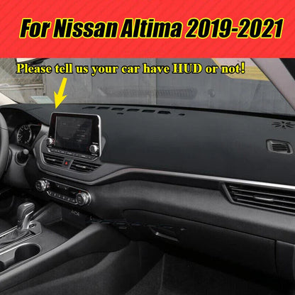 Dashboard Cover Black Leather Protector Pad Mat for Nissan Altima (2019–2021)