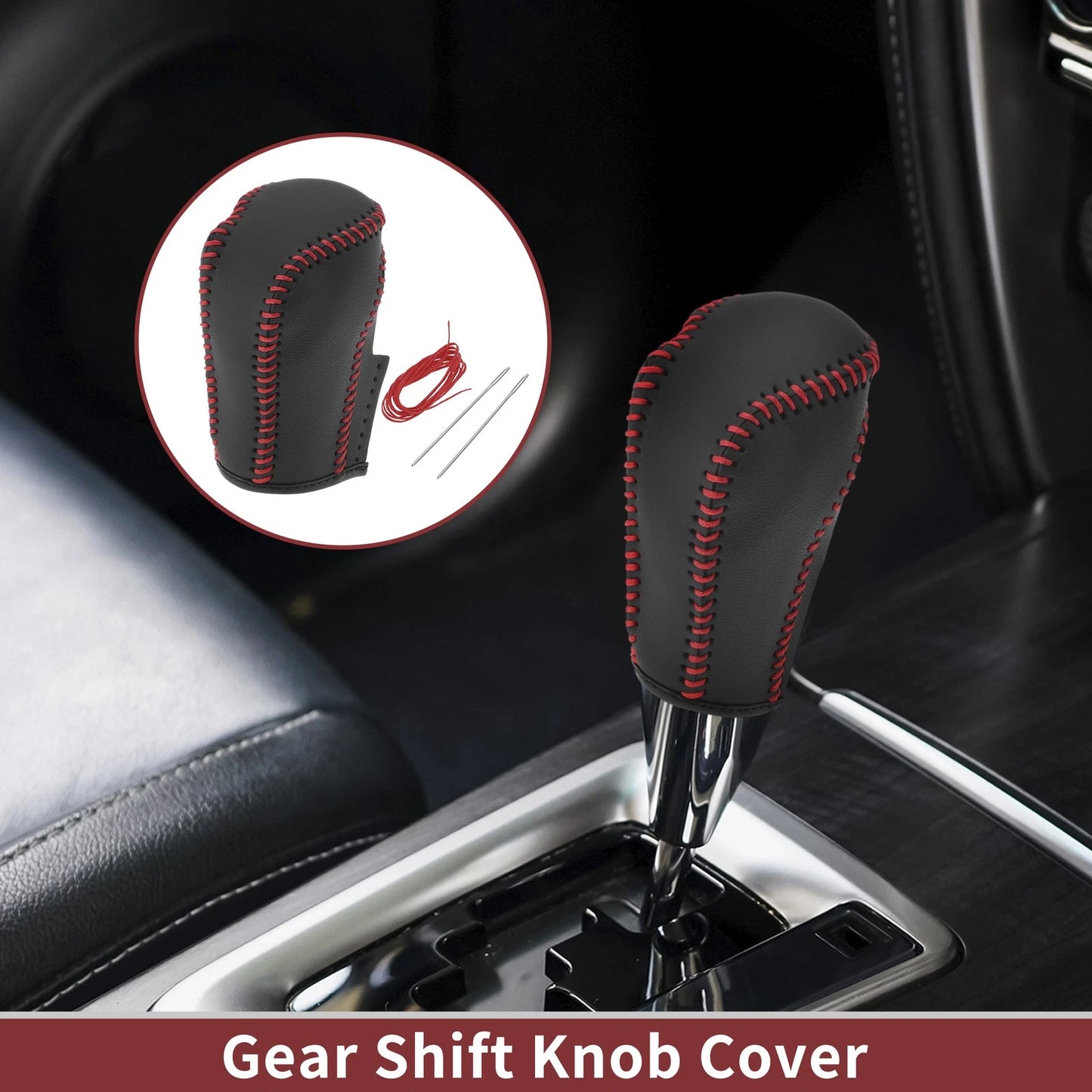 1Pc Gear Shift Knob Cover for Honda Inspire (2023) Red Faux Leather