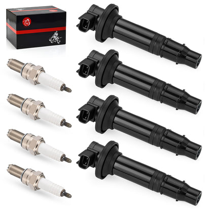 Set of 4 Ignition Coils & Spark Plugs for Yamaha YZF R6 (1999–2002)
