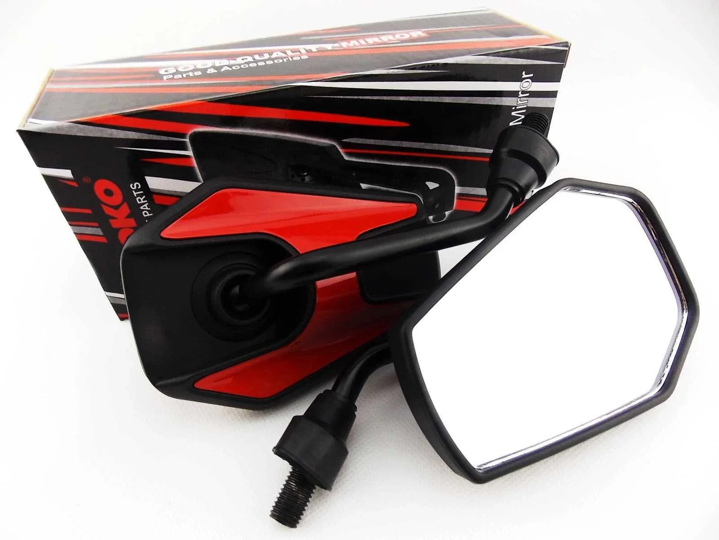 Black Red Hex Soko Mirrors for Yamaha TX750 (1972-1975)