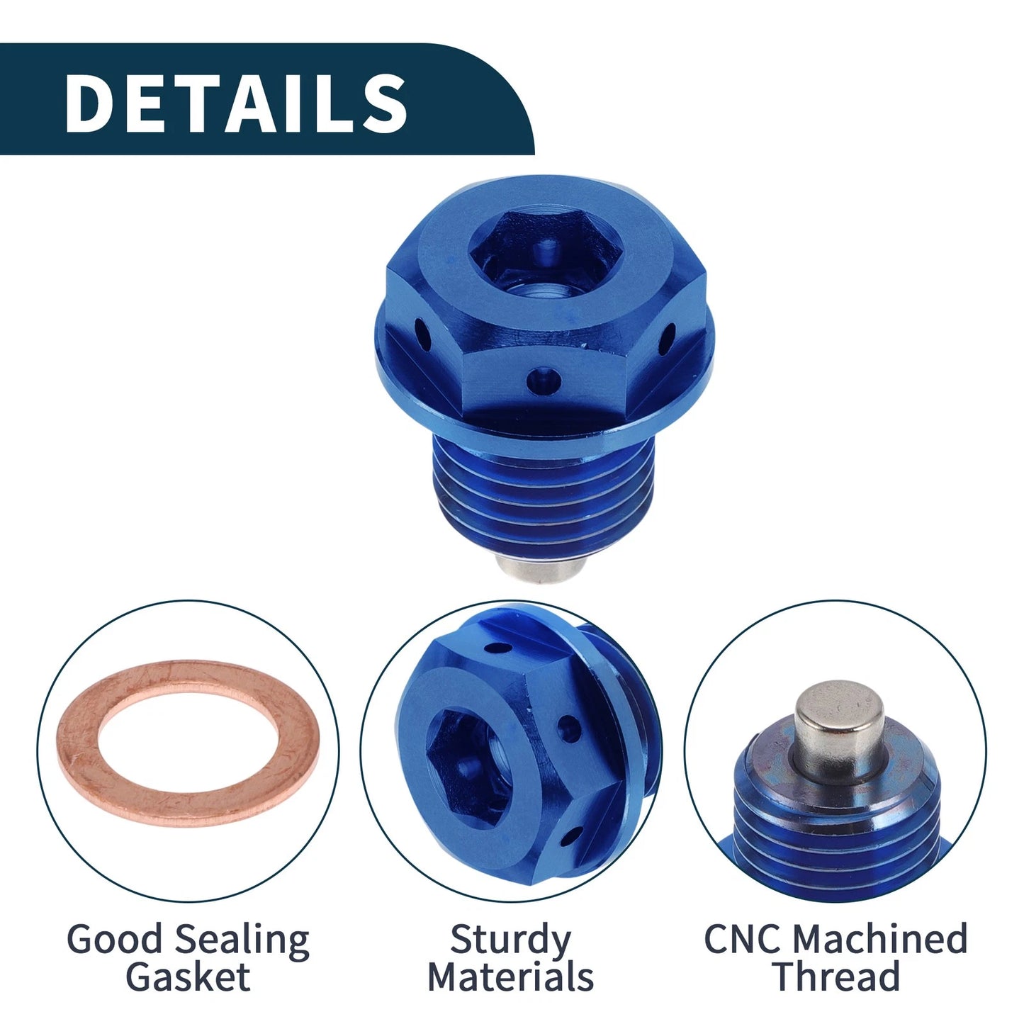M14x1.5 Magnetic Oil Drain Plug Titanium Alloy Blue for Universal
