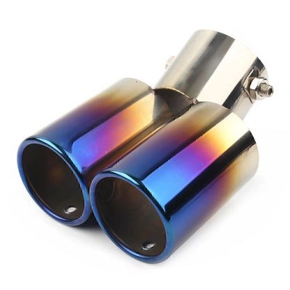 Universal Dual Bent Steel Rear Exhaust Pipe Tail Muffler Tip for Car