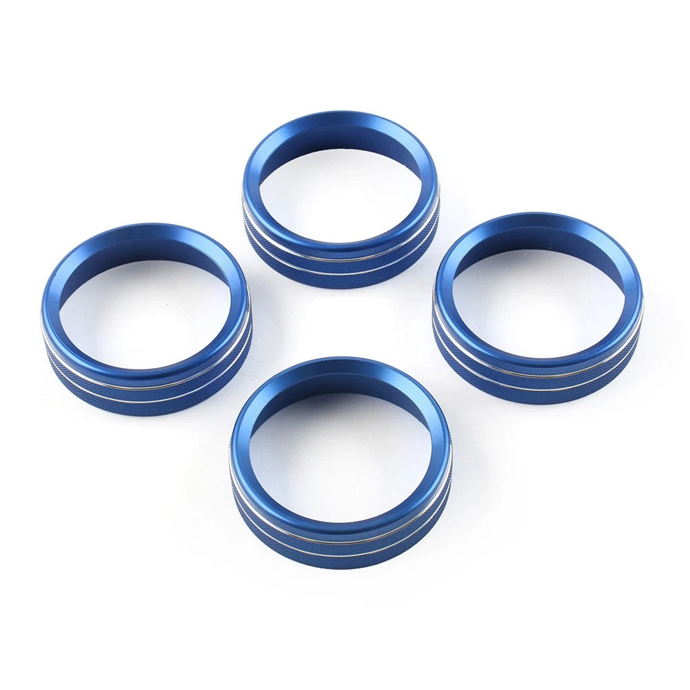 Set of 4 Air Conditioner Switch CD Button Ring Knob Trim for Ford F150 (2015–2020) Blue