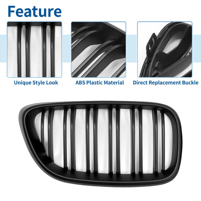 Pair Front Upper Bumper Grille for BMW 2 Series F22 (2014–2021) Matte Black