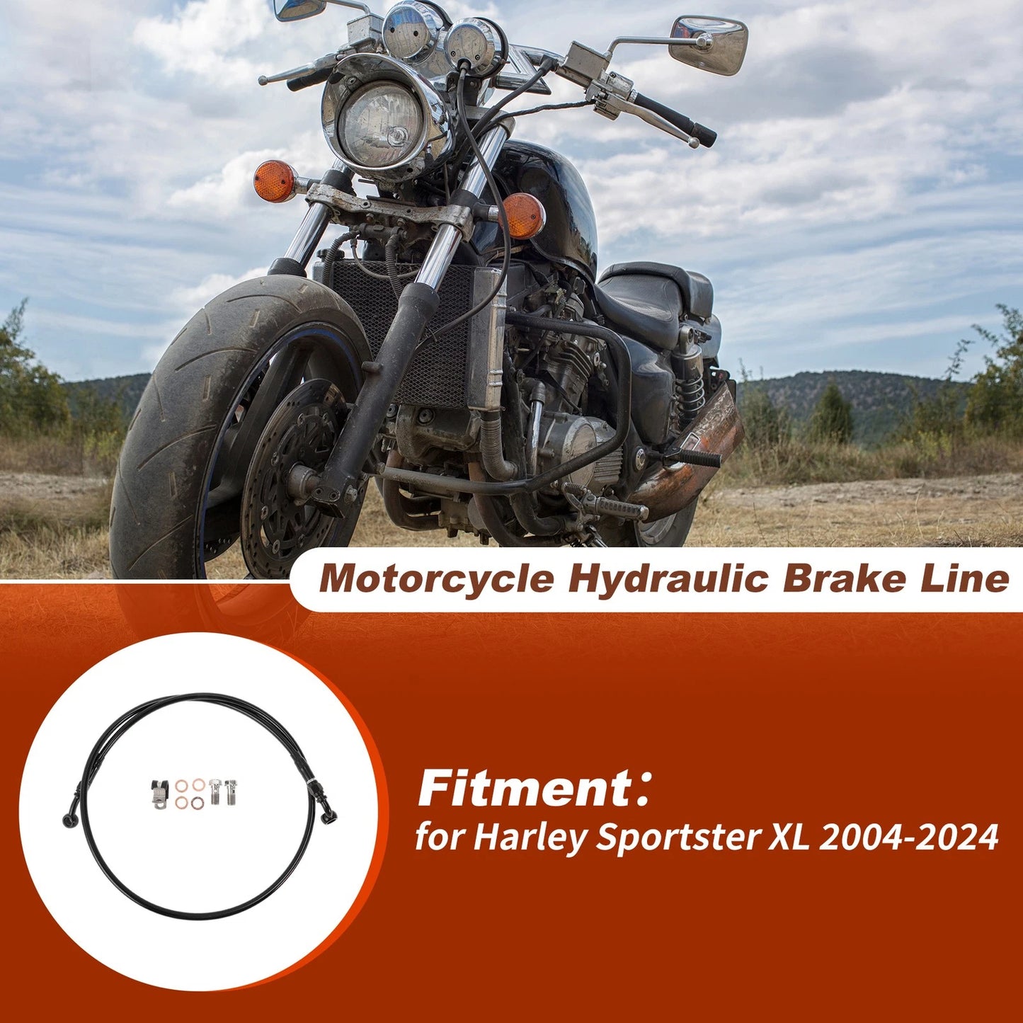 Hydraulic Front Brake Line Kit for Harley Sportster XL (2004–2024) Black