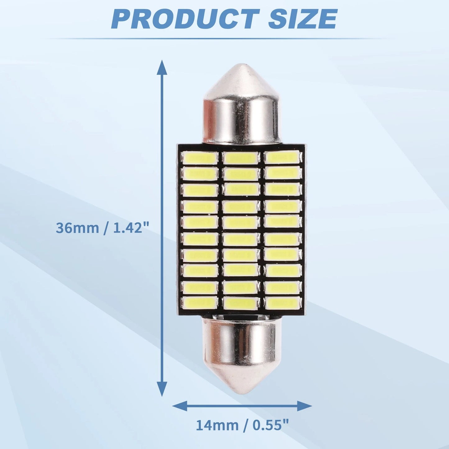 2X LED Dome Light Bulbs 4014 Chip 36mm