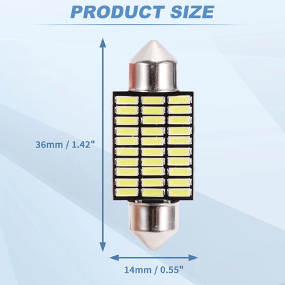 2X LED Dome Light Bulbs 4014 Chip 36mm