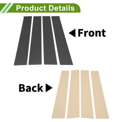 Set of 4 Pillar Window Trim for Dodge Ram (2009–2018) Carbon Fiber Black