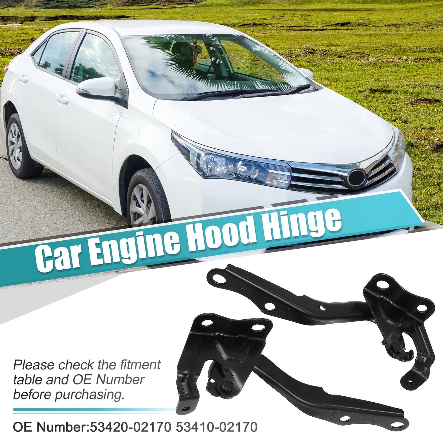 Hood Hinge Pair for Toyota (5341012550, 5341002170) (2Pcs)