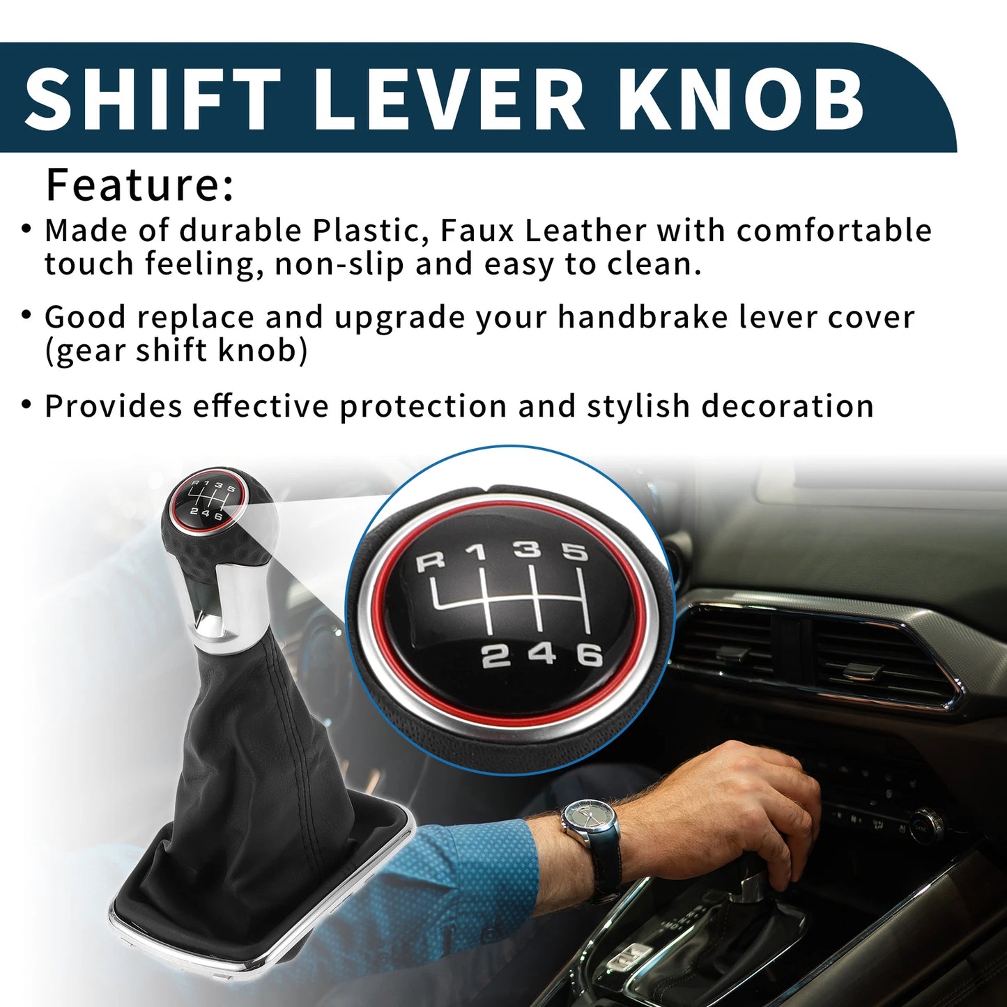 6 Speed Gear Shifter Knob with Cover for VW Jetta (1999–2004)
