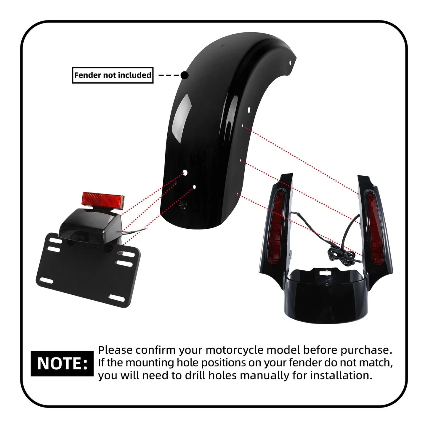 Rear Fender Fascia with LED Light for Harley Touring Street Glide (2009-2013)