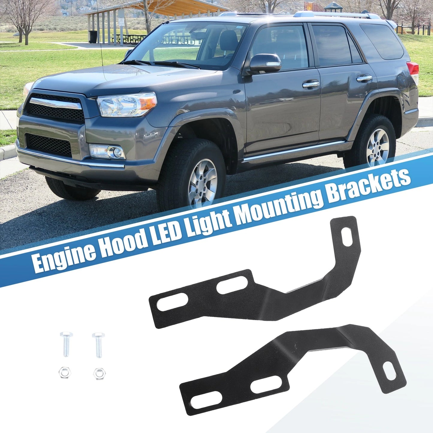 Set of 2 Hood LED Light Mount Bracket Kit for Toyota 4Runner (2010–2022)