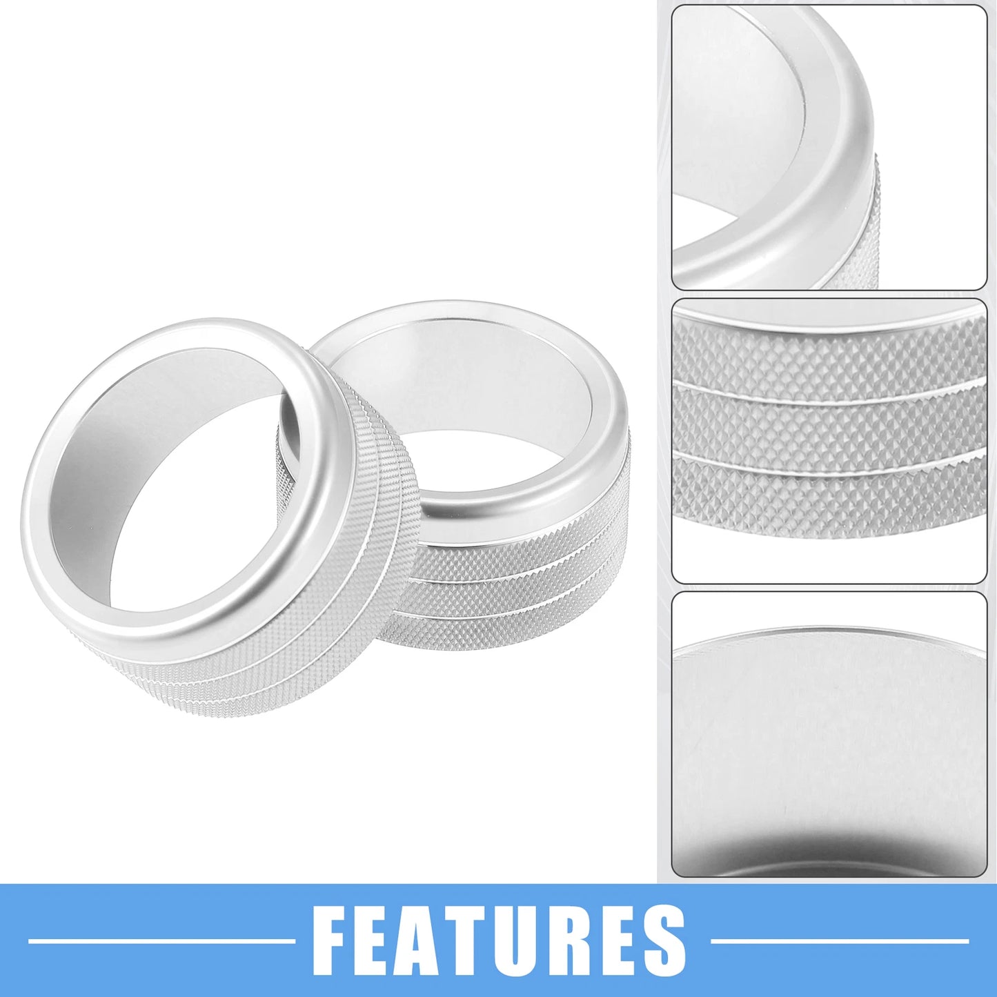 Set of 5 AC Volume 4WD Switch Knob Covers for Toyota Tundra (2014–2021) Silver Tone