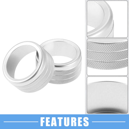 Set of 5 AC Volume 4WD Switch Knob Covers for Toyota Tundra (2014–2021) Silver Tone