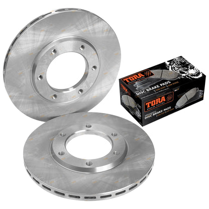 2 Front Brake Rotors + Disc Pads for Nissan Patrol MQ MK GQ Y60 (1981–1996)