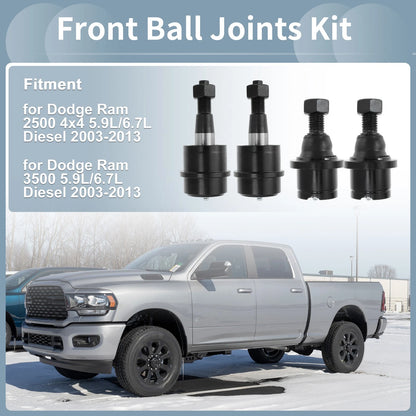Set of 4 Front Upper Lower Ball Joints No. 0313BJPACK for Dodge Ram 2500 3500