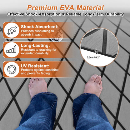 Self-Adhesive Boat Flooring Strip 96"L x 24"W Light Gray with Black Line
