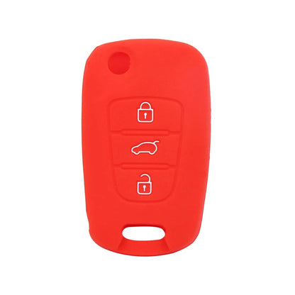 Red Silicone 3 x Button Car Remote Key Cover for Hyundai I30 (2010-2016)