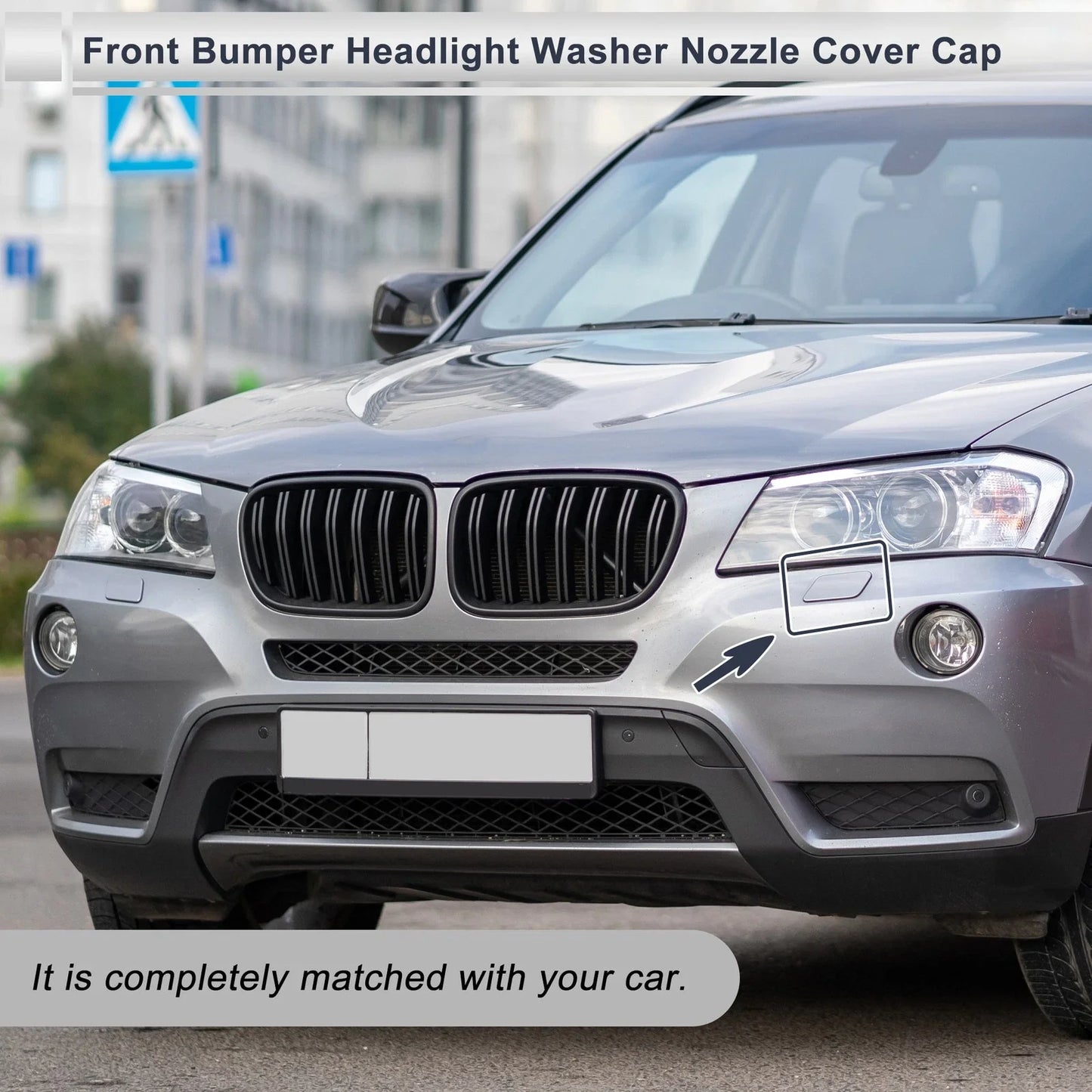Front Right Bumper Headlight Washer Nozzle Cover Cap for BMW X3 Blue