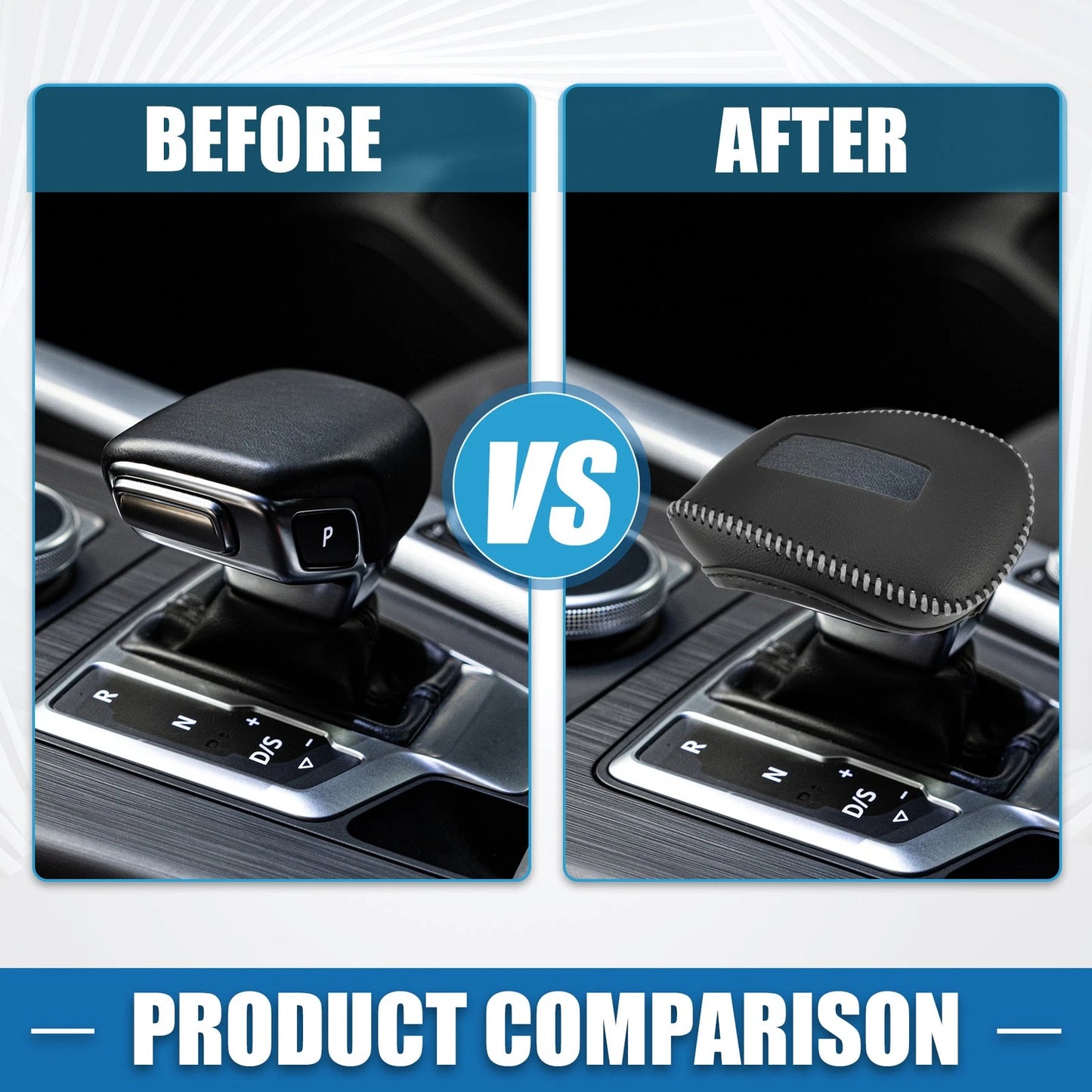 Gear Shifting Knob Cover for Mitsubishi Outlander (2014–2023) Faux Leather Black Gray
