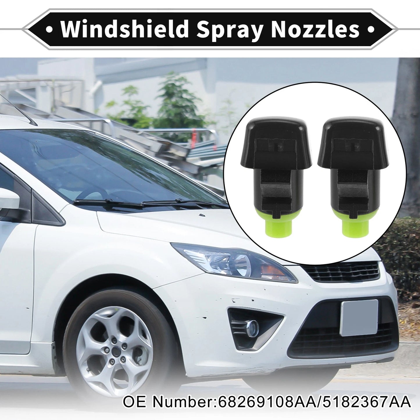 2Pcs Front Windshield Washer Nozzle for Dodge Durango (2011–2023) No. 68269108AA