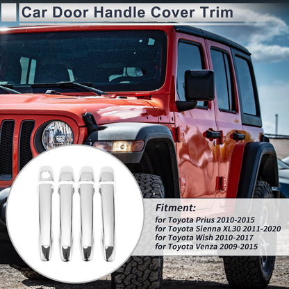Door Handle Cover Trim for Toyota Prius (2010–2015) Silver Tone