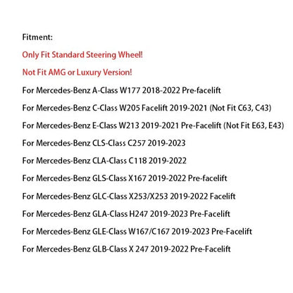 Gloss Black Tape-On Adhesive Steering Wheel Trim Cover for Mercedes-Benz (2019–2021)