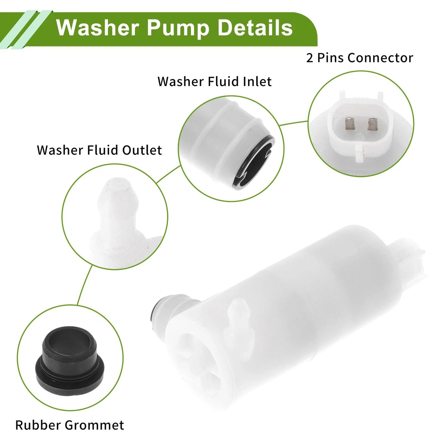 Windshield Washer Pump w/Grommet for Dodge (2011-2019)