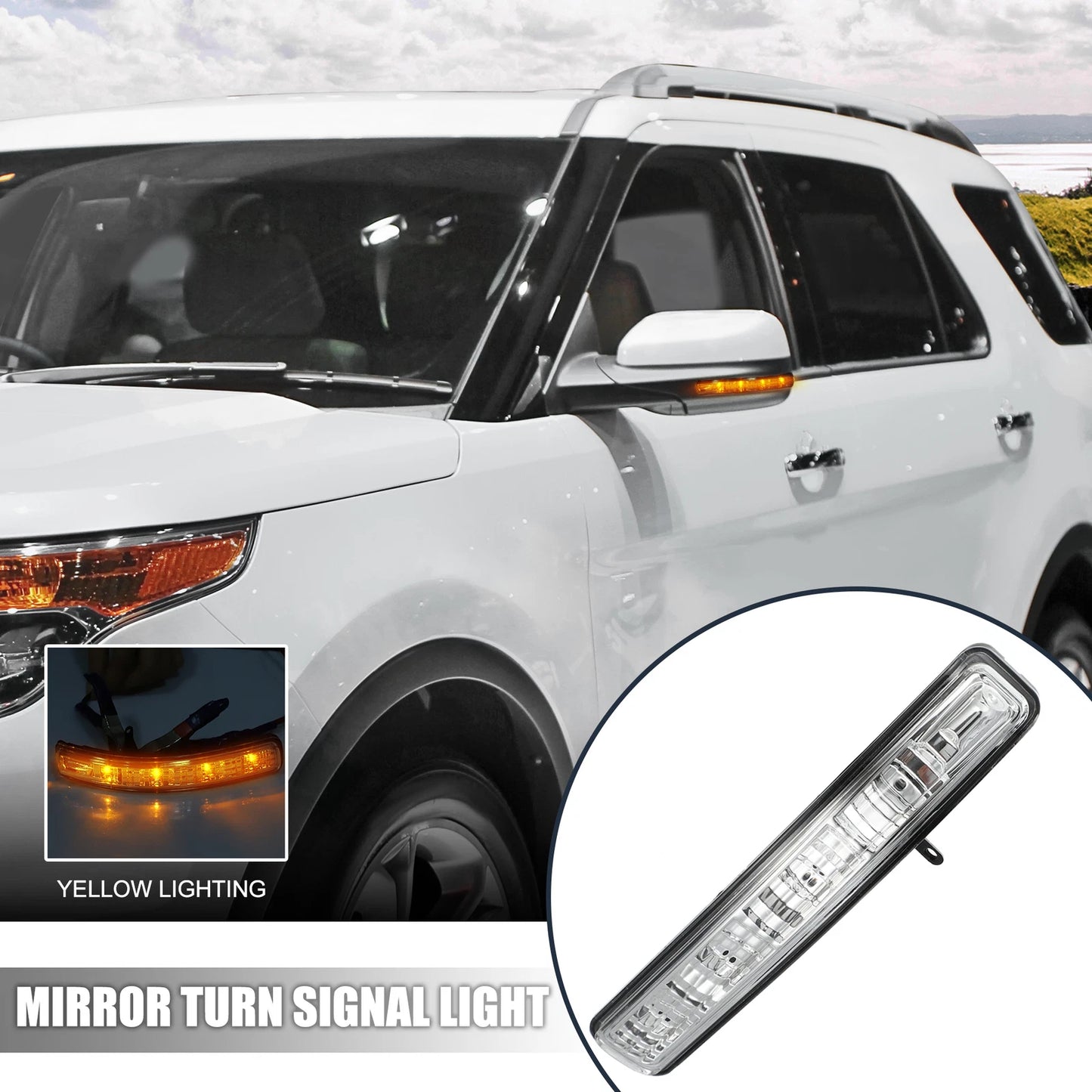 LED Front Left Side Mirror Turn Signal Light for Ford Explorer (2011–2019) BB5Z-13B375-A