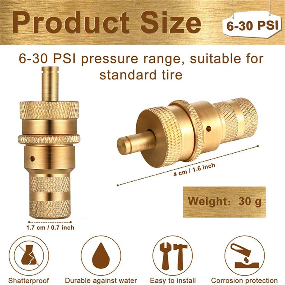4 x Brass Tire Deflators Kit for Car SUV 6-30 PSI Air Valve Core