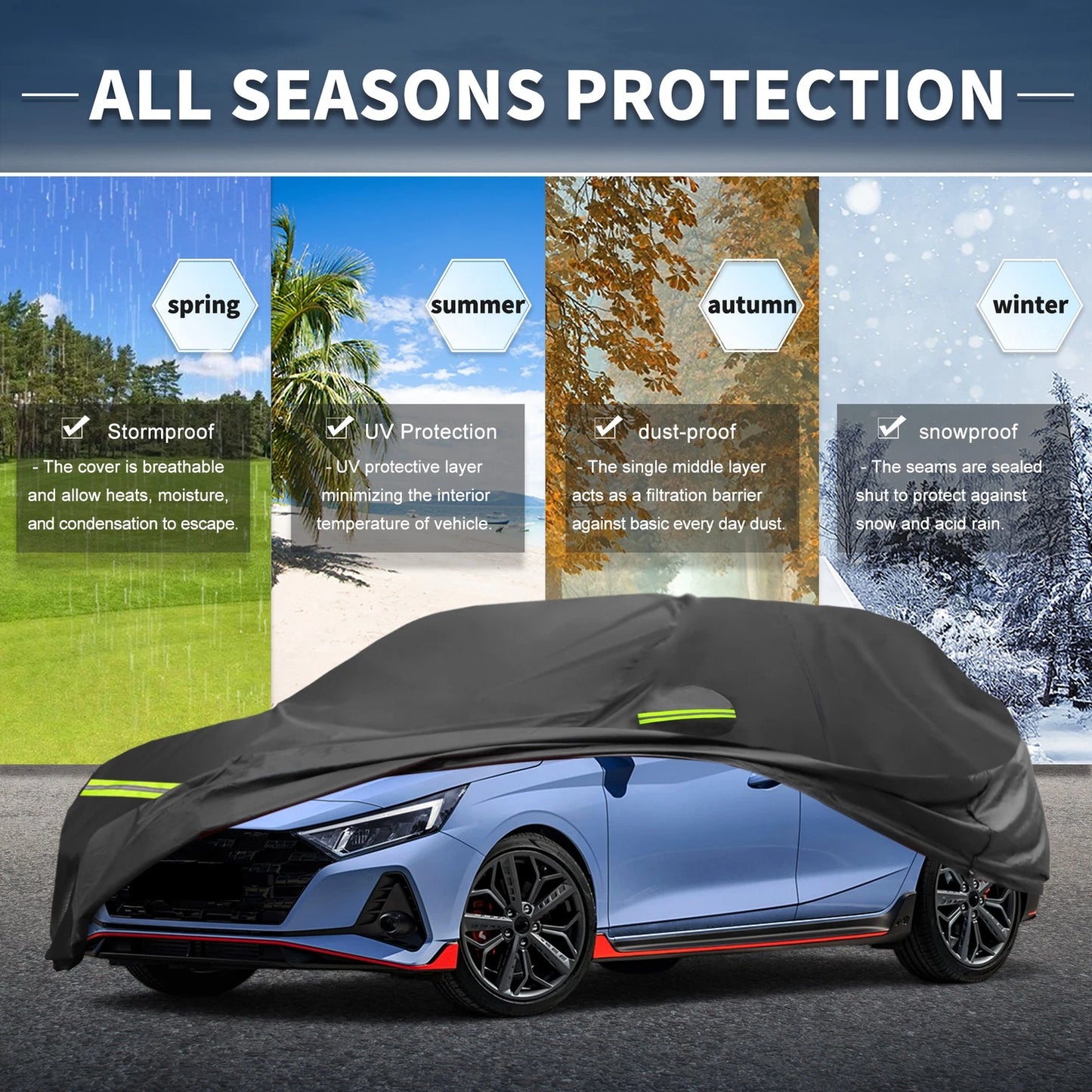 Waterproof Car Cover 221D-PU for Hyundai i20 II/III (2014–2021) with Zipper