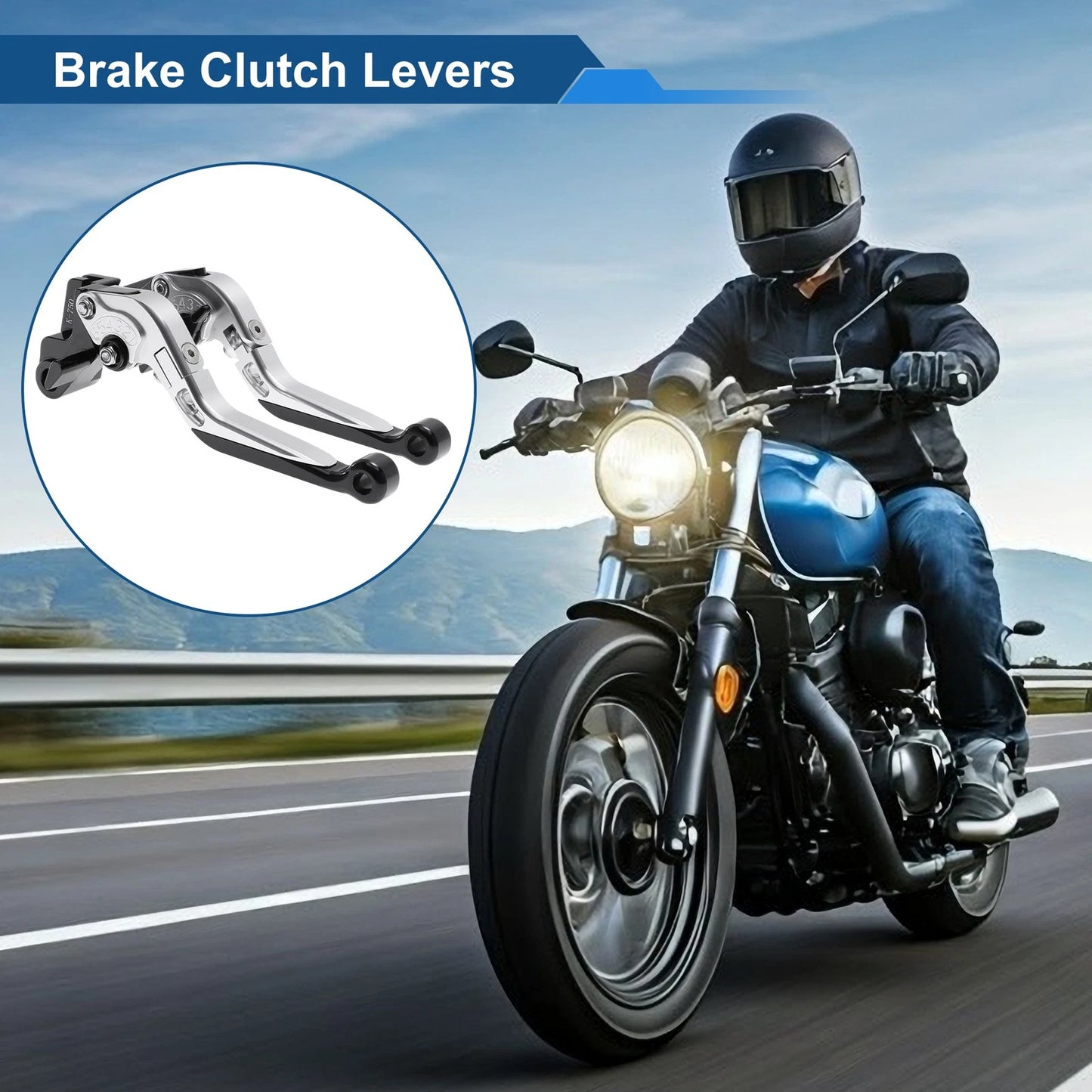 Short Long Brake Clutch Levers for Kawasaki Versys 650 (2015–2023) Silver Black
