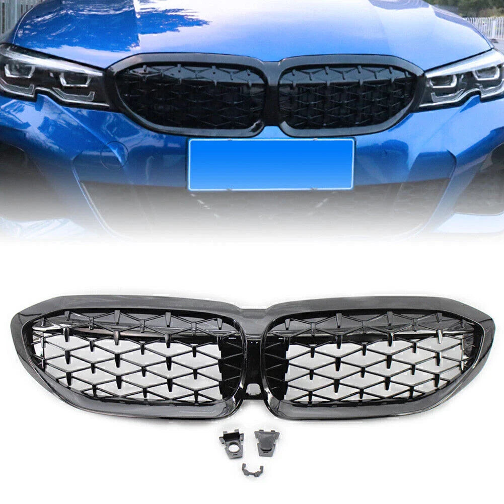 Front Bumper Upper Mesh Grille for BMW 3 Series G20 (2019-2022) Glossy Black