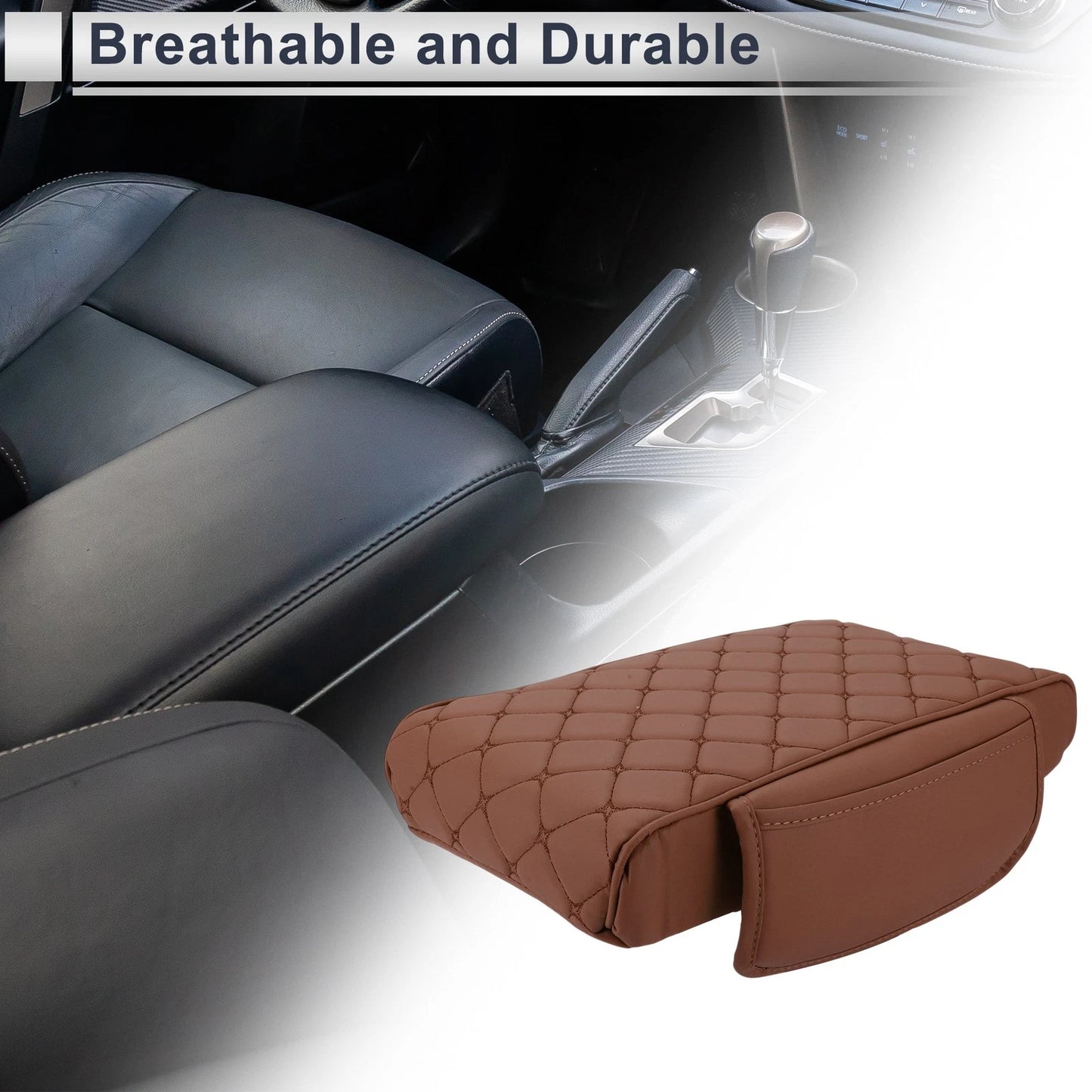 Center Console Cover for Car (13.39"x9.06"x2.36", Nappa Leather)