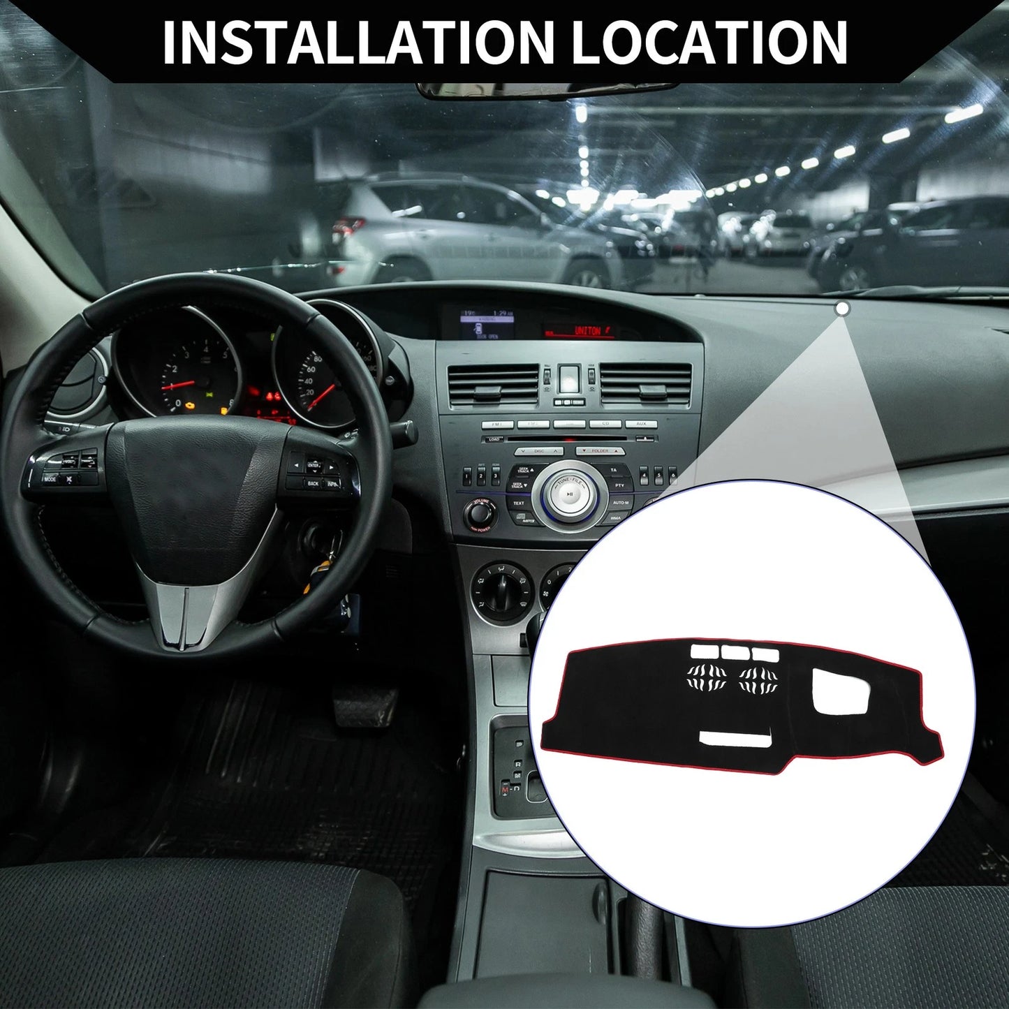 Dashboard Cover Mat for Mazda CX-5 (2016–2024) Black Red