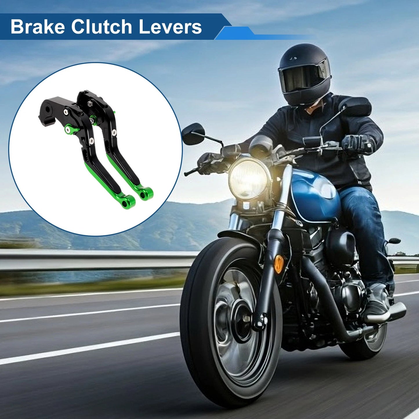 Brake Clutch Levers for Kawasaki ZX10R (2006–2015) Black Handle Green End