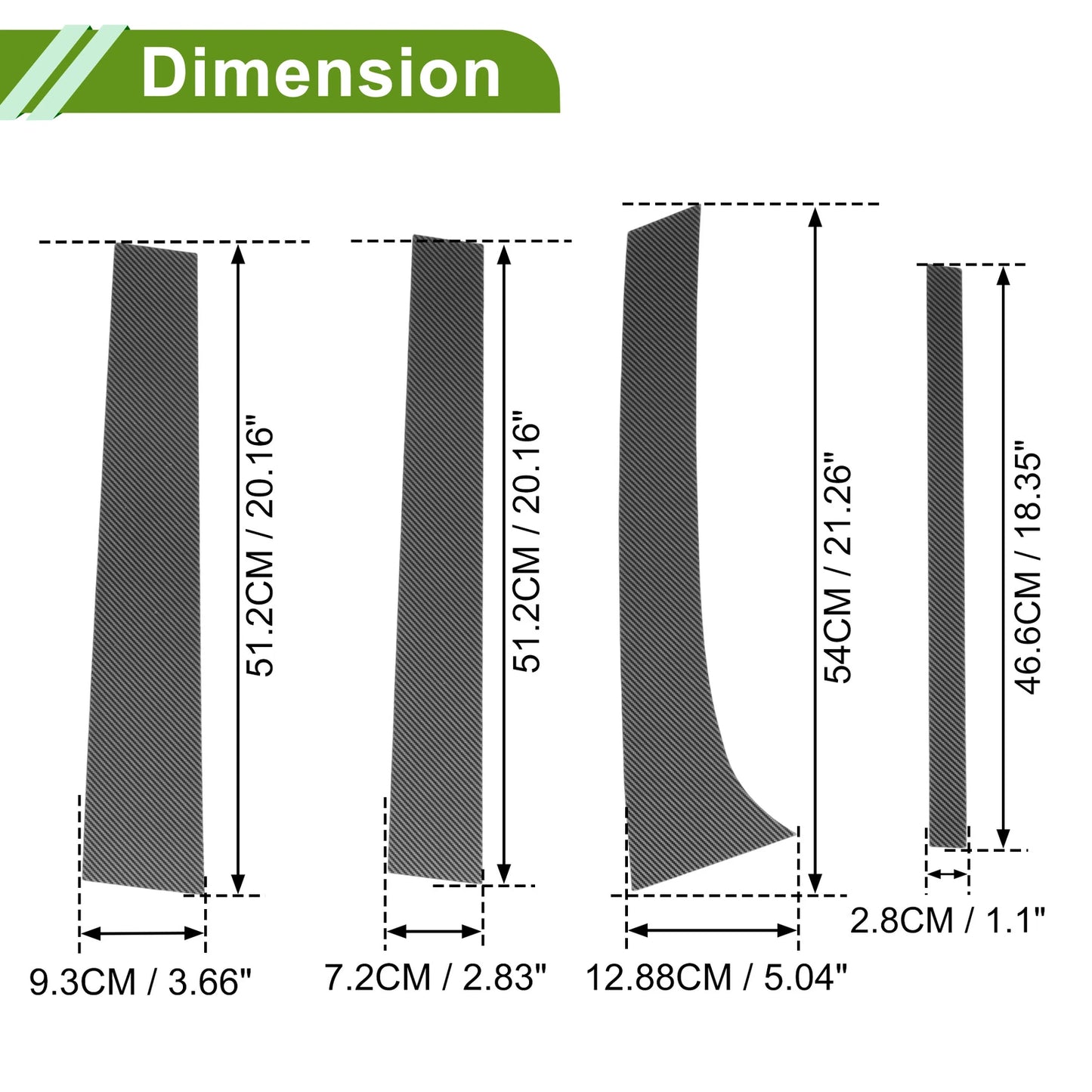 Set of 8 Pillar Window Trim for Chevy Trailblazer (2002–2009) Carbon Fiber